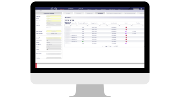 Visuel de la partie fiche salari&eacute; individuelle du logiciel RH ALICS