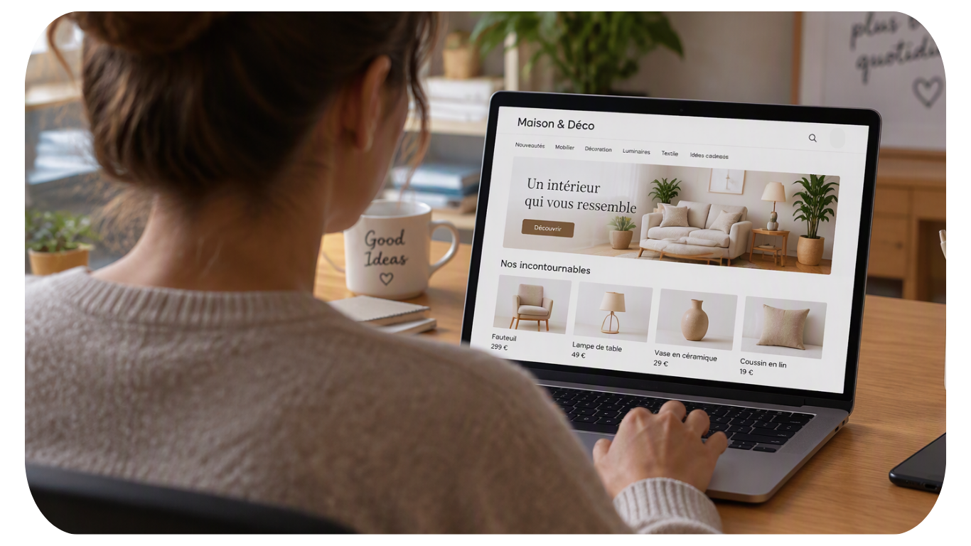 Personne naviguant sur un site catalogue.